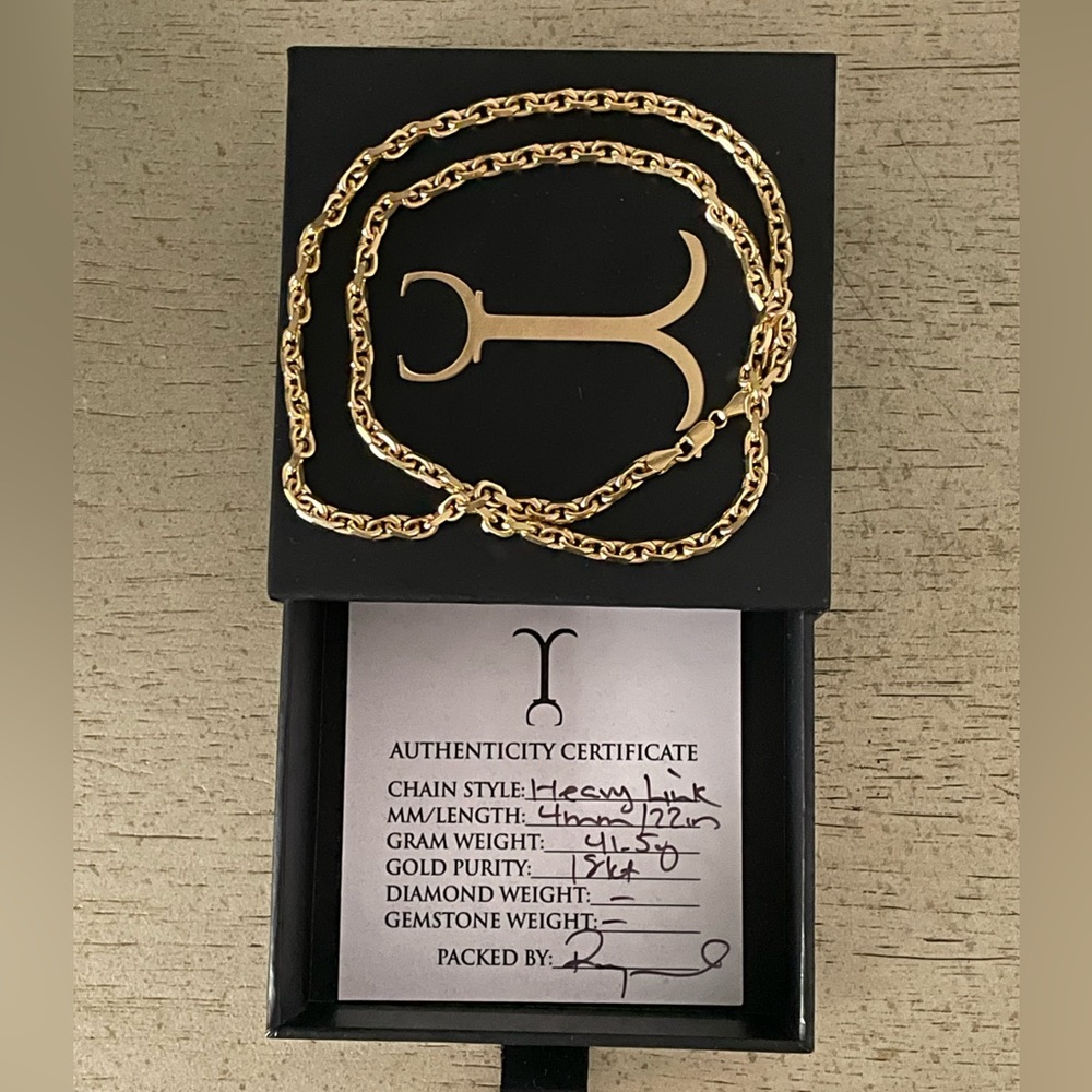 JACOJE 18k Gold 4mm Heavy Link Chain 41.5g 22”